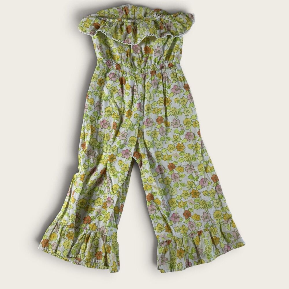 Janie and Jack Girls Floral Ruffle Jumpsuit Off-Shoulder Size 7
